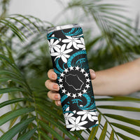 Personalised Cook Islands Penrhyn Atoll Skinny Tumbler Tiare Maori Polynesian Waves Tattoo
