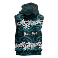 Personalised Cook Islands Penrhyn Atoll Sleeveless Hoodie Tiare Maori Polynesian Waves Tattoo LT14 - Polynesian Pride