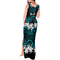 Personalised Cook Islands Penrhyn Atoll Tank Maxi Dress Tiare Maori Polynesian Waves Tattoo