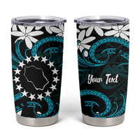 Personalised Cook Islands Penrhyn Atoll Tumbler Cup Tiare Maori Polynesian Waves Tattoo