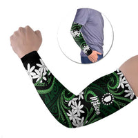Personalised Cook Islands Mitiaro Arm Sleeves Tiare Maori Polynesian Waves Tattoo LT14 Set of 2 Green - Polynesian Pride