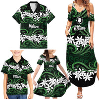 Personalised Cook Islands Mitiaro Family Matching Summer Maxi Dress and Hawaiian Shirt Tiare Maori Polynesian Waves Tattoo