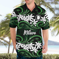 Personalised Cook Islands Mitiaro Hawaiian Shirt Tiare Maori Polynesian Waves Tattoo