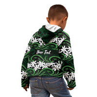 Personalised Cook Islands Mitiaro Kid Hoodie Tiare Maori Polynesian Waves Tattoo