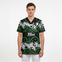 Personalised Cook Islands Mitiaro Scrub Top Tiare Maori Polynesian Waves Tattoo