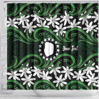 Personalised Cook Islands Mitiaro Shower Curtain Tiare Maori Polynesian Waves Tattoo