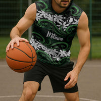 Personalised Cook Islands Mitiaro Sleeveless Hoodie Tiare Maori Polynesian Waves Tattoo