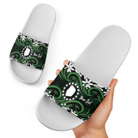 Personalised Cook Islands Mitiaro Slide Sandals Tiare Maori Polynesian Waves Tattoo