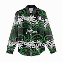 Personalised Cook Islands Mitiaro Women Casual Shirt Tiare Maori Polynesian Waves Tattoo LT14 - Polynesian Pride