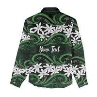 Personalised Cook Islands Mitiaro Women Casual Shirt Tiare Maori Polynesian Waves Tattoo LT14 - Polynesian Pride