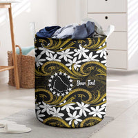Personalised Cook Islands Manihiki Laundry Basket Tiare Maori Polynesian Waves Tattoo LT14 Gold - Polynesian Pride