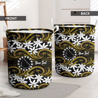 Personalised Cook Islands Manihiki Laundry Basket Tiare Maori Polynesian Waves Tattoo LT14 - Polynesian Pride