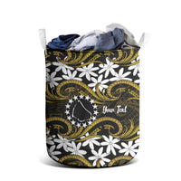 Personalised Cook Islands Manihiki Laundry Basket Tiare Maori Polynesian Waves Tattoo LT14 - Polynesian Pride