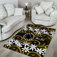 Personalised Cook Islands Manihiki Area Rug Tiare Maori Polynesian Waves Tattoo