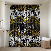 Personalised Cook Islands Manihiki Bathroom Set Tiare Maori Polynesian Waves Tattoo LT14 Shower Curtain Only Gold - Polynesian Pride