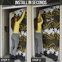 Personalised Cook Islands Manihiki Door Cover Tiare Maori Polynesian Waves Tattoo