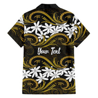 Personalised Cook Islands Manihiki Family Matching Short Sleeve Bodycon Dress and Hawaiian Shirt Tiare Maori Polynesian Waves Tattoo LT14 - Polynesian Pride