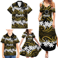 Personalised Cook Islands Manihiki Family Matching Summer Maxi Dress and Hawaiian Shirt Tiare Maori Polynesian Waves Tattoo