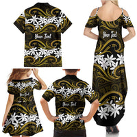 Personalised Cook Islands Manihiki Family Matching Summer Maxi Dress and Hawaiian Shirt Tiare Maori Polynesian Waves Tattoo