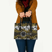 Personalised Cook Islands Manihiki Leather Bag Tiare Maori Polynesian Waves Tattoo