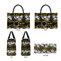 Personalised Cook Islands Manihiki Leather Bag Tiare Maori Polynesian Waves Tattoo
