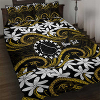 Personalised Cook Islands Manihiki Quilt Bed Set Tiare Maori Polynesian Waves Tattoo LT14 Gold - Polynesian Pride