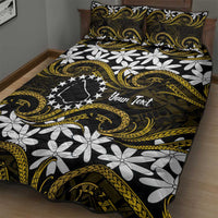 Personalised Cook Islands Manihiki Quilt Bed Set Tiare Maori Polynesian Waves Tattoo LT14 - Polynesian Pride