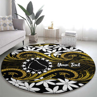 Personalised Cook Islands Manihiki Round Carpet Tiare Maori Polynesian Waves Tattoo