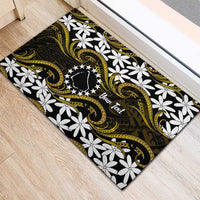 Personalised Cook Islands Manihiki Rubber Doormat Tiare Maori Polynesian Waves Tattoo
