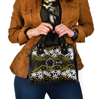 Personalised Cook Islands Manihiki Shoulder Handbag Tiare Maori Polynesian Waves Tattoo