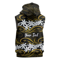 Personalised Cook Islands Manihiki Sleeveless Hoodie Tiare Maori Polynesian Waves Tattoo LT14 - Polynesian Pride