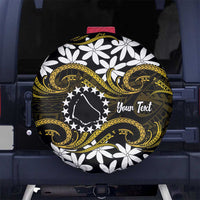 Personalised Cook Islands Manihiki Spare Tire Cover Tiare Maori Polynesian Waves Tattoo