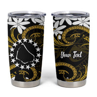 Personalised Cook Islands Manihiki Tumbler Cup Tiare Maori Polynesian Waves Tattoo