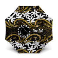 Personalised Cook Islands Manihiki Umbrella Tiare Maori Polynesian Waves Tattoo LT14 One Size Folded 11.42 inch Opened Diameter 37.4 inch Gold - Polynesian Pride