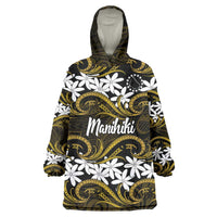 Personalised Cook Islands Manihiki Wearable Blanket Hoodie Tiare Maori Polynesian Waves Tattoo