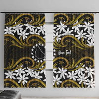 Personalised Cook Islands Manihiki Window Curtain Tiare Maori Polynesian Waves Tattoo