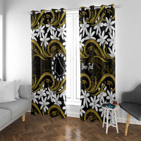 Personalised Cook Islands Manihiki Window Curtain Tiare Maori Polynesian Waves Tattoo