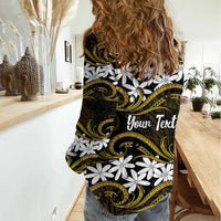 Personalised Cook Islands Manihiki Women Casual Shirt Tiare Maori Polynesian Waves Tattoo
