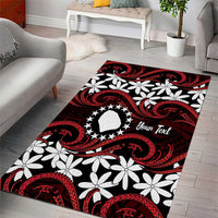 Personalised Cook Islands Atiu Enuamanu Area Rug Tiare Maori Polynesian Waves Tattoo