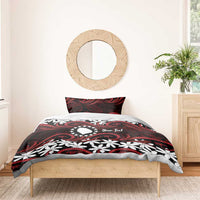 Personalised Cook Islands Atiu Enuamanu Bedding Set Tiare Maori Polynesian Waves Tattoo
