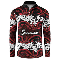 Personalised Cook Islands Atiu Enuamanu Button Sweatshirt Tiare Maori Polynesian Waves Tattoo