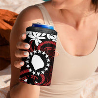 Personalised Cook Islands Atiu Enuamanu 4 in 1 Can Cooler Tumbler Tiare Maori Polynesian Waves Tattoo