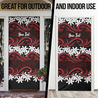 Personalised Cook Islands Atiu Enuamanu Door Cover Tiare Maori Polynesian Waves Tattoo