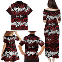 Personalised Cook Islands Atiu Enuamanu Family Matching Puletasi and Hawaiian Shirt Tiare Maori Polynesian Waves Tattoo