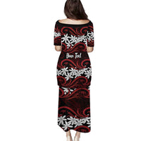 Personalised Cook Islands Atiu Enuamanu Family Matching Puletasi and Hawaiian Shirt Tiare Maori Polynesian Waves Tattoo
