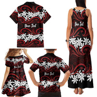 Personalised Cook Islands Atiu Enuamanu Family Matching Tank Maxi Dress and Hawaiian Shirt Tiare Maori Polynesian Waves Tattoo
