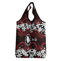Personalised Cook Islands Atiu Enuamanu Grocery Bag Tiare Maori Polynesian Waves Tattoo