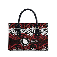 Personalised Cook Islands Atiu Enuamanu Leather Bag Tiare Maori Polynesian Waves Tattoo