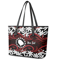 Personalised Cook Islands Atiu Enuamanu Leather Tote Bag Tiare Maori Polynesian Waves Tattoo LT14 - Polynesian Pride