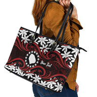 Personalised Cook Islands Atiu Enuamanu Leather Tote Bag Tiare Maori Polynesian Waves Tattoo LT14 - Polynesian Pride